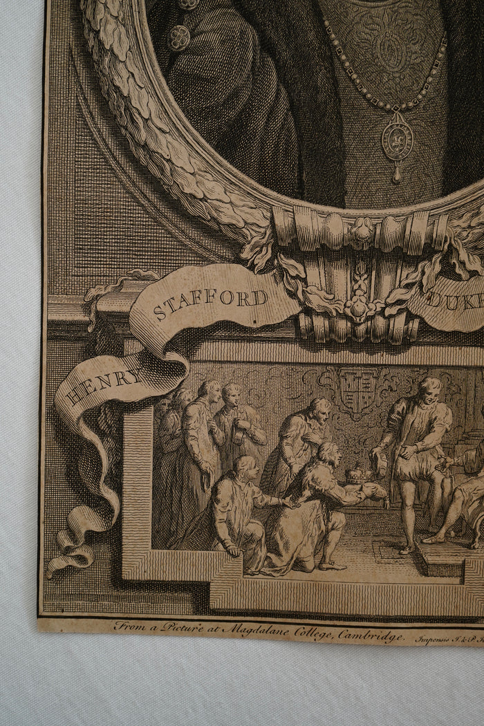 Early 19th Century Engraving "Duke of Buckingham" by Jacobus Houbraken