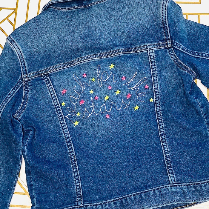 Embroidered Jean Jacket "Reach for the Stars"
