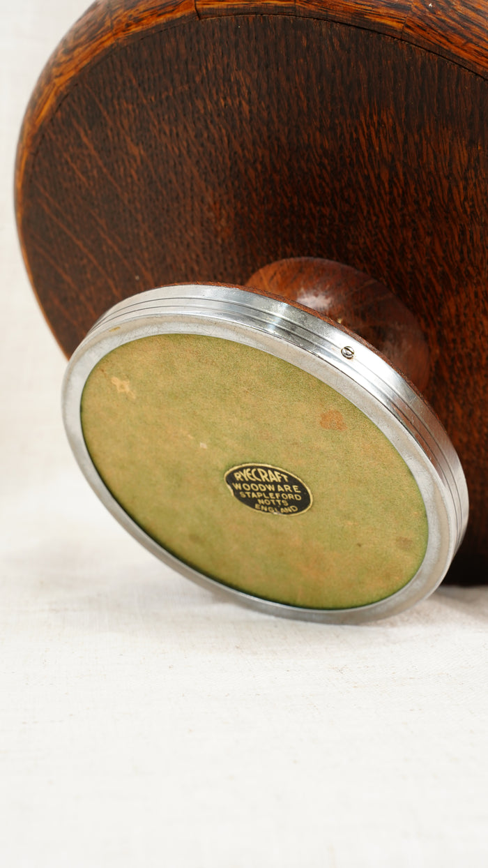 English Oak and Chrome Trophy Bowl by Ryecraft Woodware, Ca. 1950