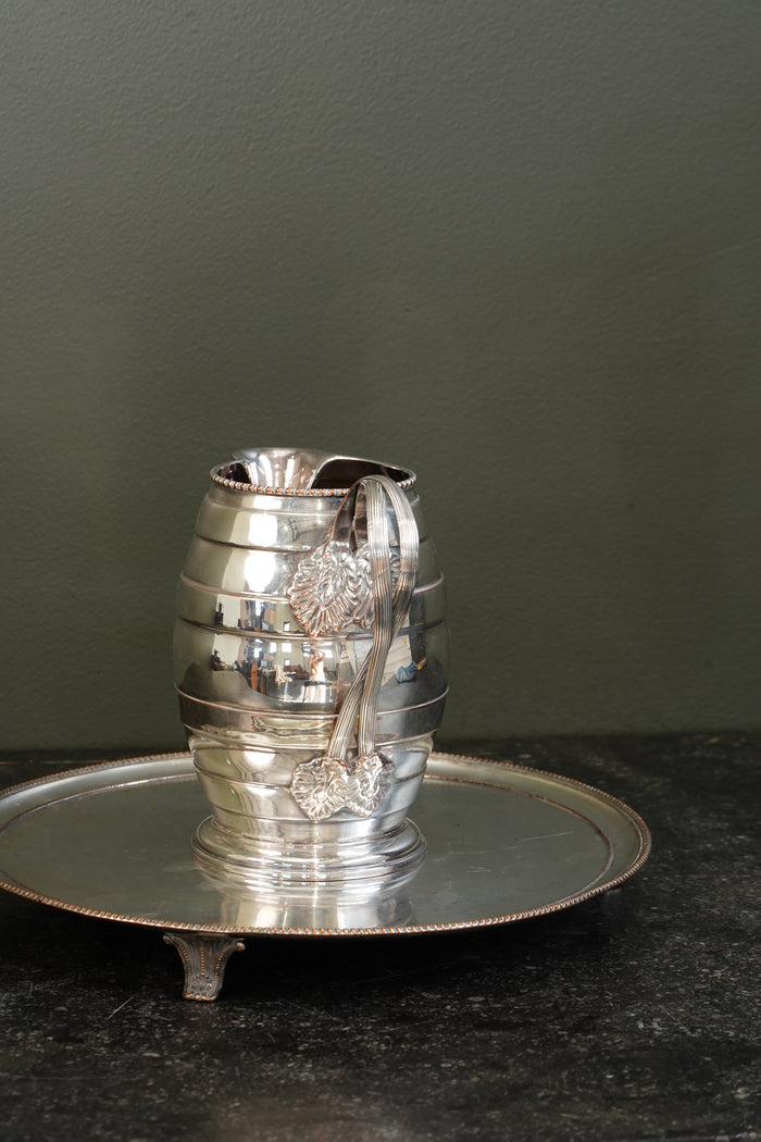 English Silver Plate Footed Tray on Copper, Edwardian Ca. 1910