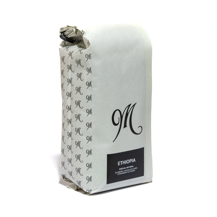 Menotti's Ethiopia Kercha natural single-origin coffee — 12oz bag, detail