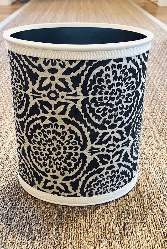 Fabric Wastebasket - "Pomegranate" in Charcoal on Flax by Galbraith & Paul