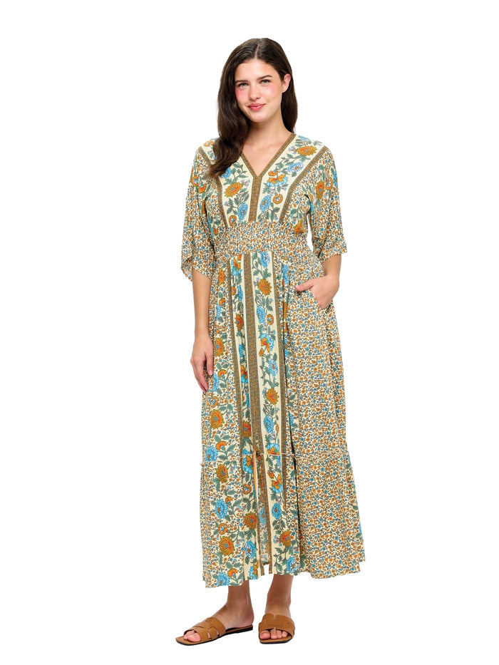 Floral Pattern Dress ~ Off White