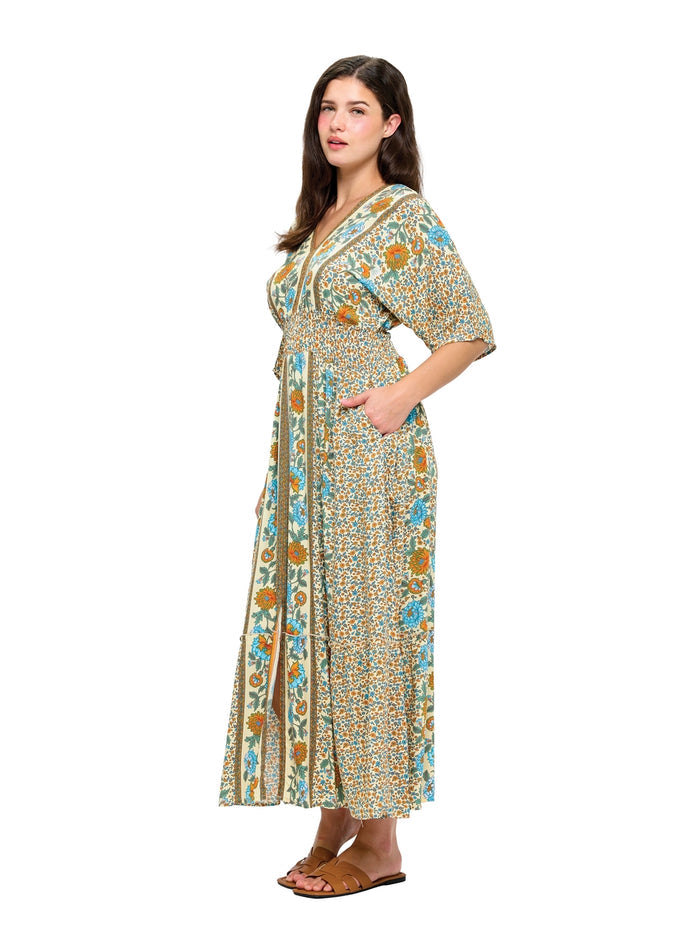 Floral Pattern Dress ~ Off White