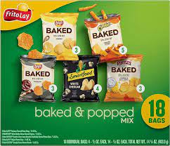 FRITO LAY SNACK SIZE CHIPS  18 count  "Baked & Popped"