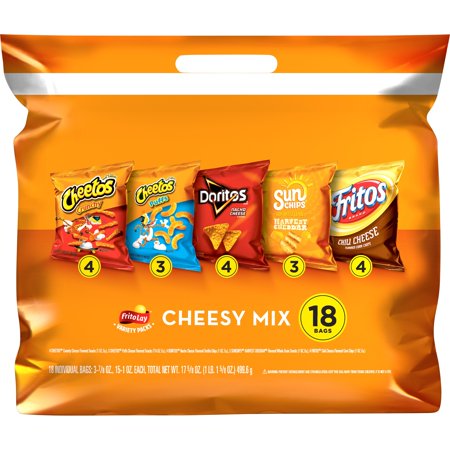 FRITO LAY SNACK SIZE CHIPS  18 count "Cheesy Mix"
