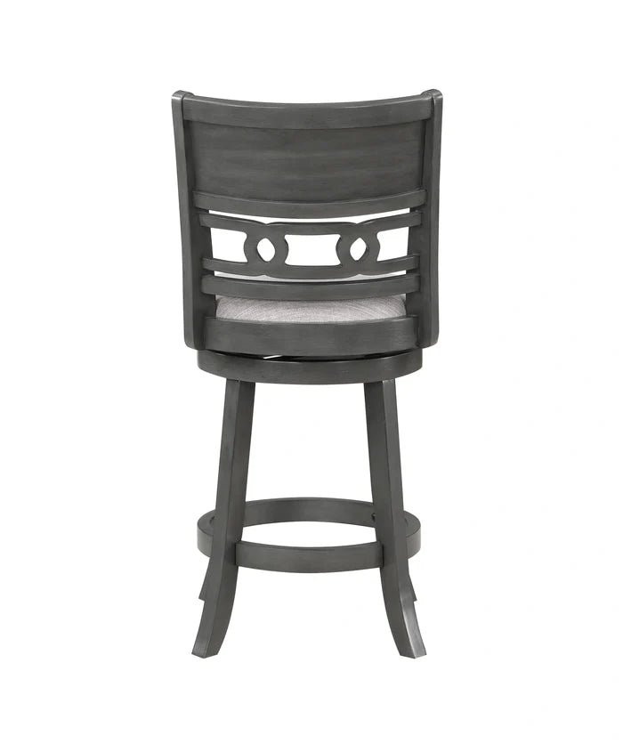 Gia 24" Swivel Counter Stool-Gray W/Gray Fabric Seat