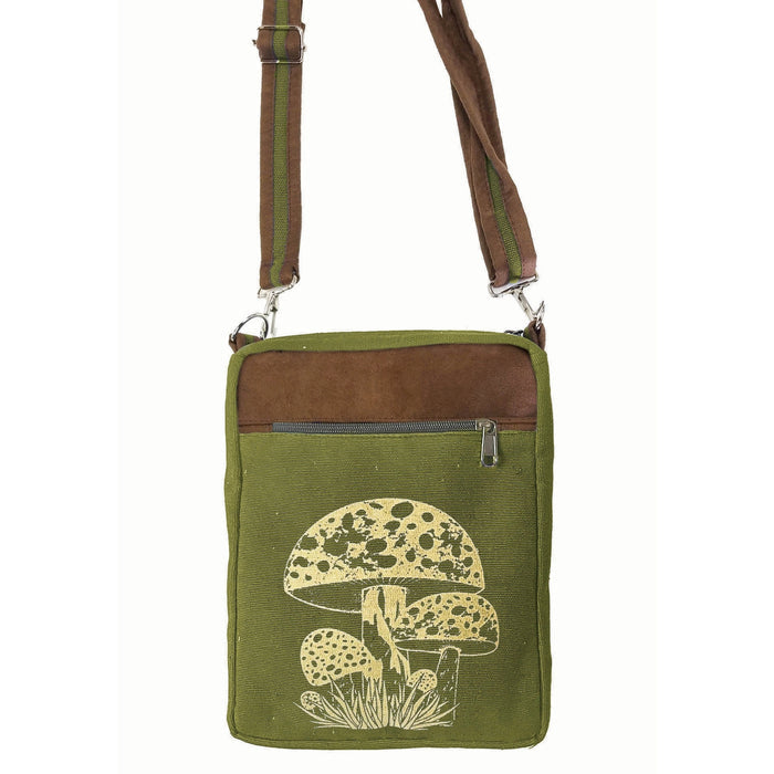 Green Cotton Purse ~ Mushroom Print