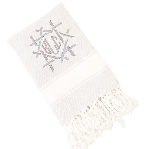 Grey Turkish Hand Towel with Caning