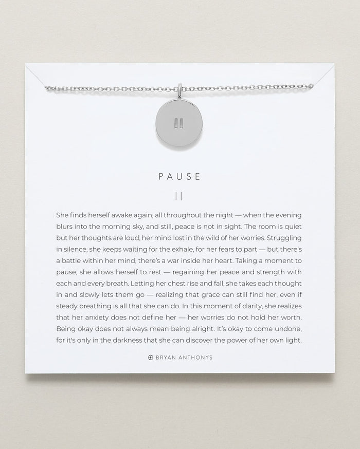 bryan anthonys designs for a difference pause necklace anxiety give back silver