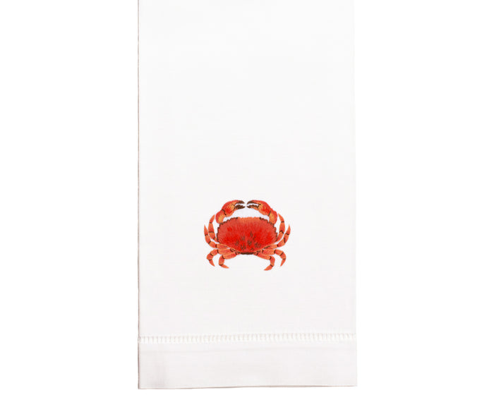 Hand Embroidered Crab Towel