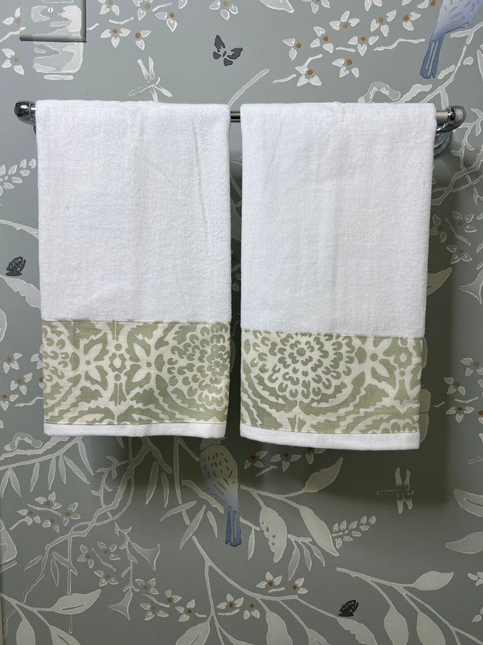 Hand Towel Set - "Pomegranate" in Sage by Galbraith & Paul