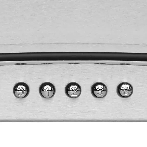Hauslane Chef Convertible Stainless Steel Wall Mount Range Hood with Size Options (WM-600SS) close-up, button controls.