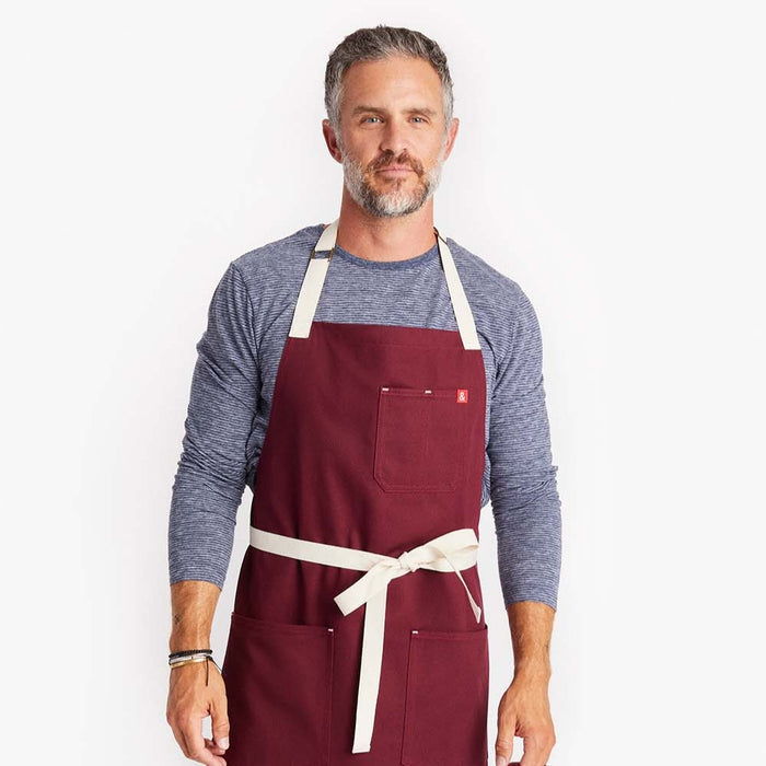 Man weaing Hedley & Bennett Bordeaux Crossback Apron front