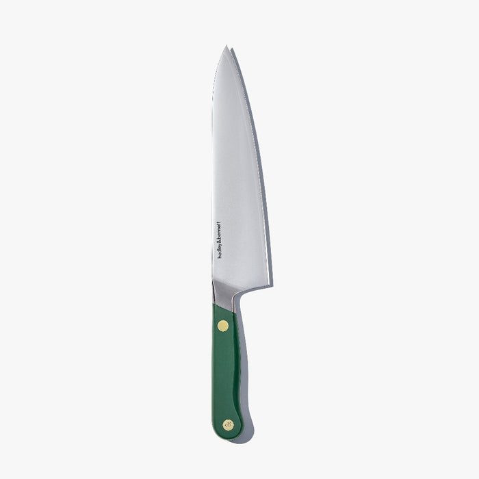 Hedley & Bennett Professional 3 Layer Japanese Steel Chef's Knife in green facing right
