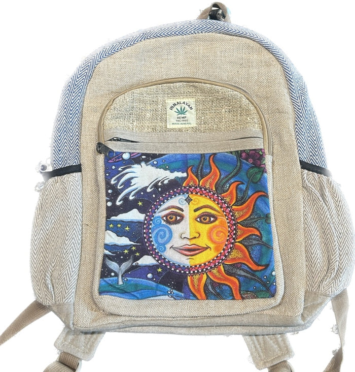 Hemp & Cotton Backpack ~ Sun & Moon