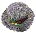 Hemp & Cotton Hat with Flowers ~ Purple