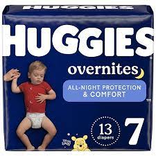 HUGGIES DIAPERS 13 count BAG "Overnites size 7"