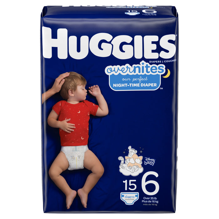 HUGGIES DIAPERS 15 count BAG "Overnites size 6"