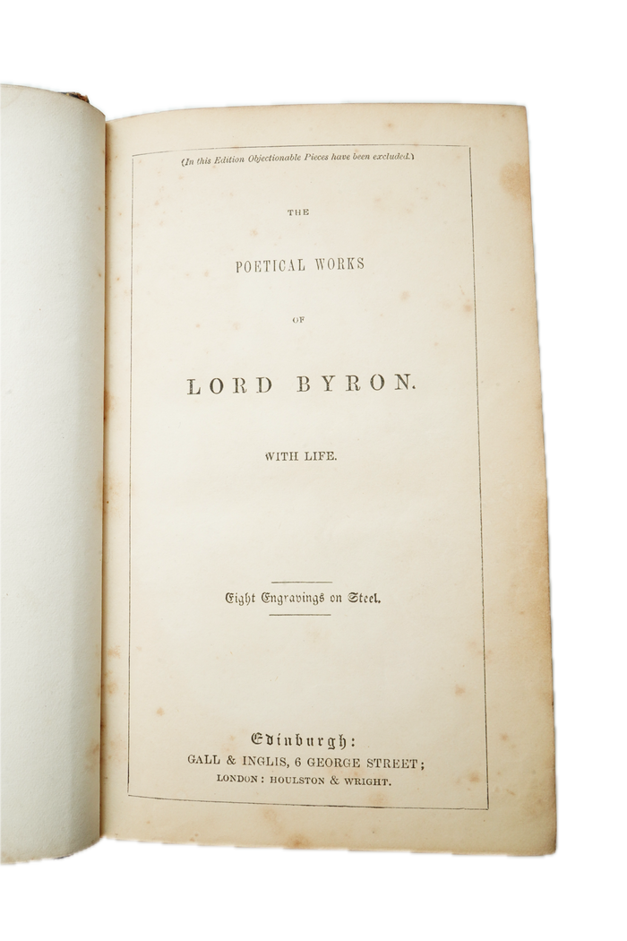 Illustrated Victorian Lord Byron Poetry Book Full Leather