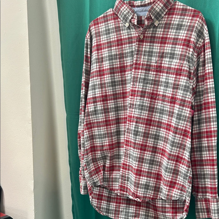 Izod Red and Gray Checkered Men's Shirt Medium