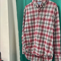 Izod Red and Gray Checkered Men's Shirt Medium
