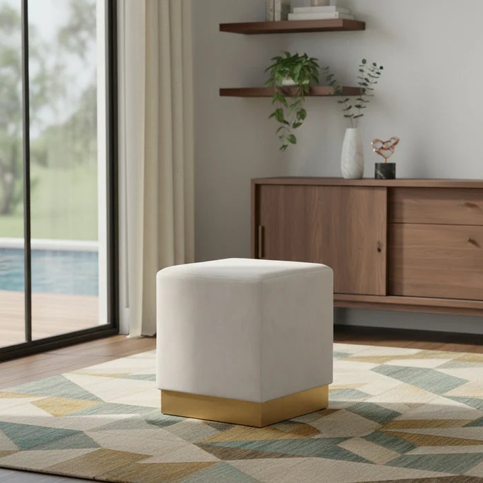 Jax Cream Velvet Ottoman/Stool