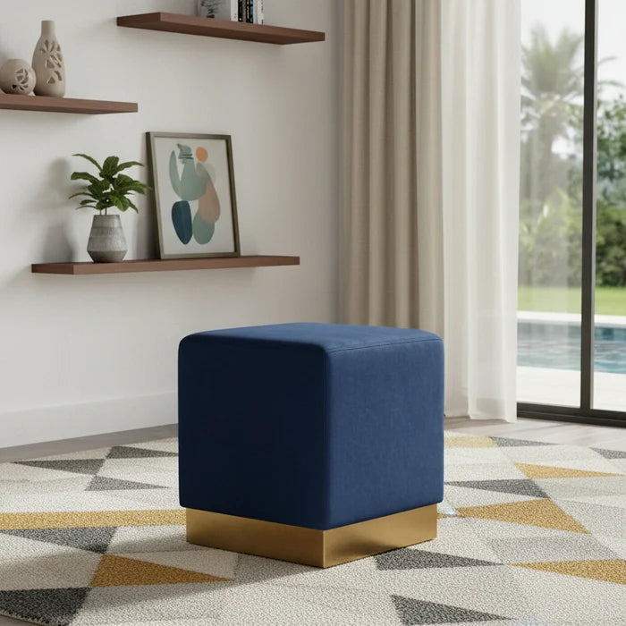 Jax Navy Velvet Ottoman/Stool
