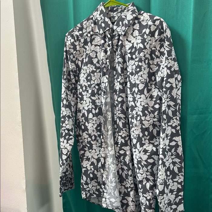 JF J.Ferrar Black and White Floral Shirt Med