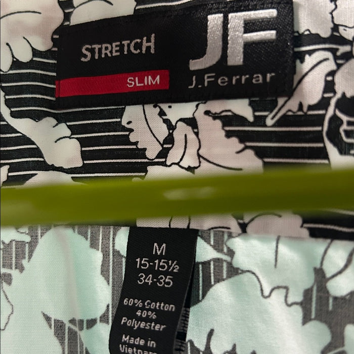 JF J.Ferrar Black and White Floral Shirt Med