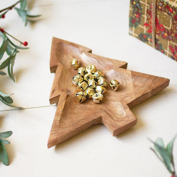 Kalalou Carved Wooden Christmas Tree Platter main image.