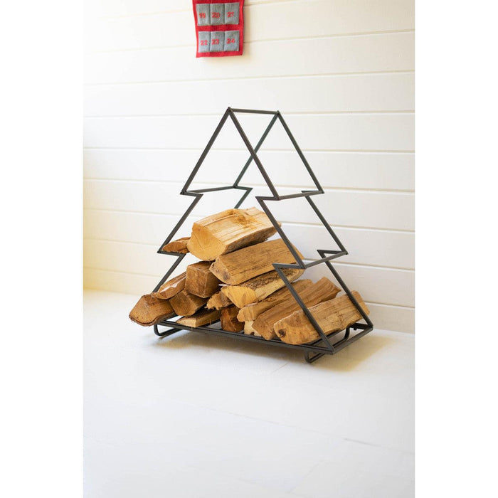 Kalalou Iron Christmas Tree Firewood Holder