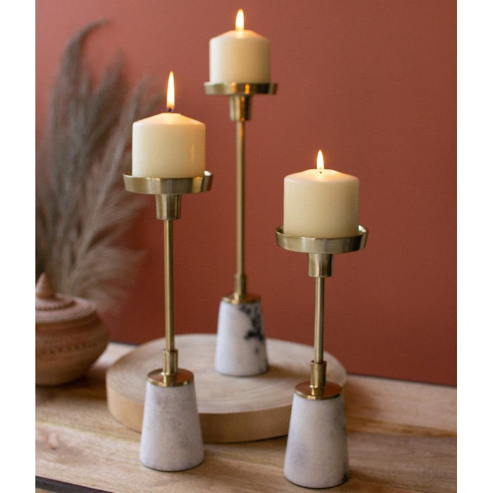 Kalalou Marble Based 14.5 in. Pillar Candle Holders (Set of 3) main image.