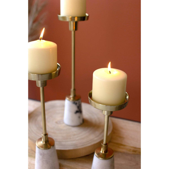 Kalalou Marble Based 14.5 in. Pillar Candle Holders (Set of 3)