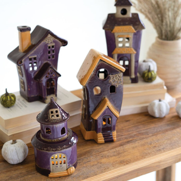 Kalalou Set of 4 Ceramic Halloween Village main image.
