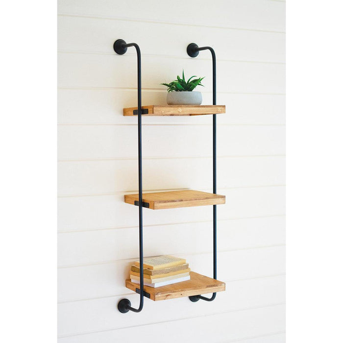 Kalalou Wall Ladder Three-Tiered Shelf