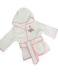 Kids Hooded Terry Robe with Ice Skates-Pink Trim