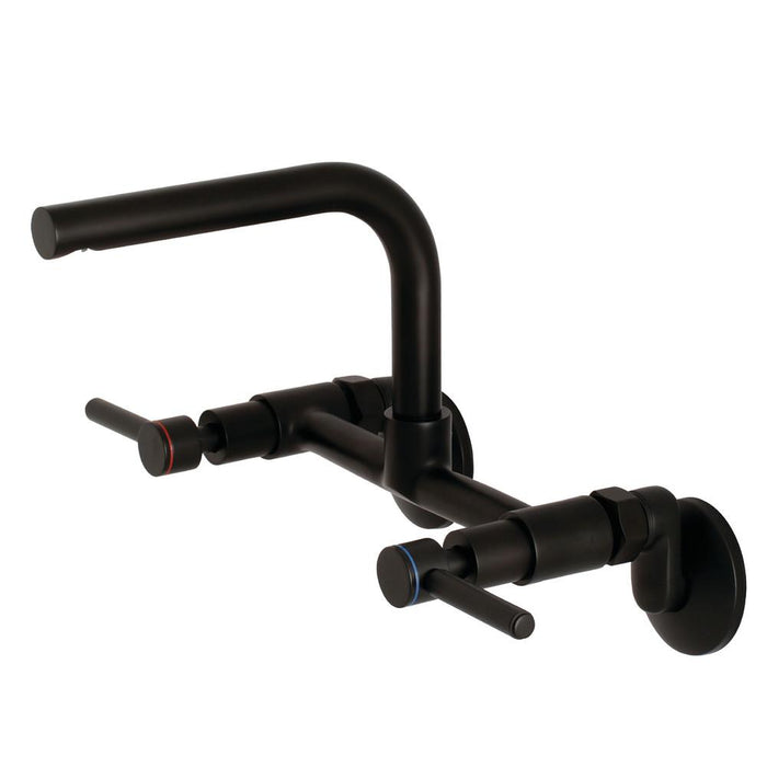 Kingston Brass Concord 8-Inch Adjustable Center Wall Mount Kitchen Faucet Matte Black