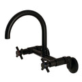 Kingston Brass Concord 8-Inch Adjustable Center Wall Mount Kitchen Faucet Matte Black