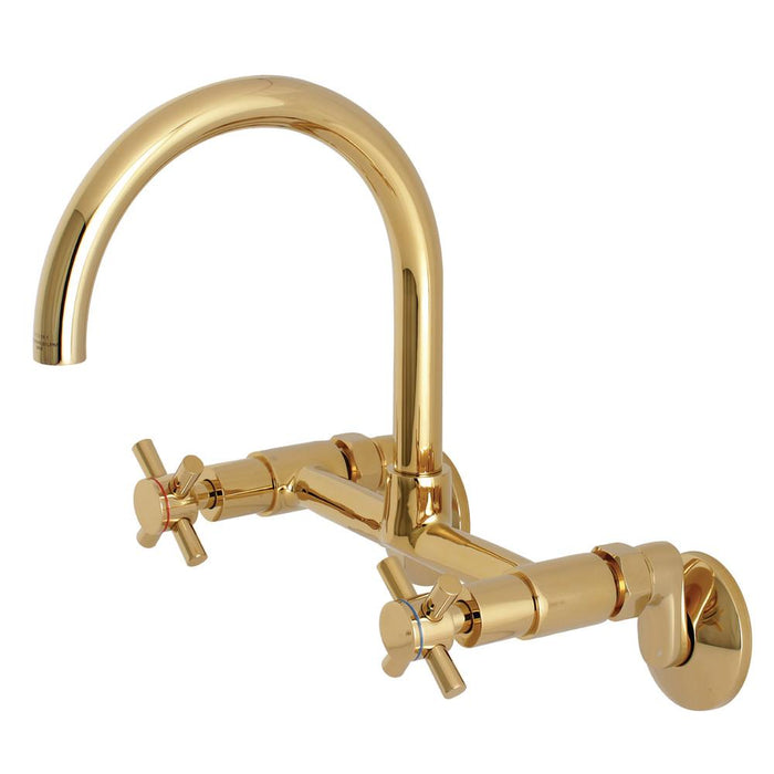 Kingston Brass Concord 8-Inch Adjustable Center Wall Mount Kitchen Faucet Polished Brass