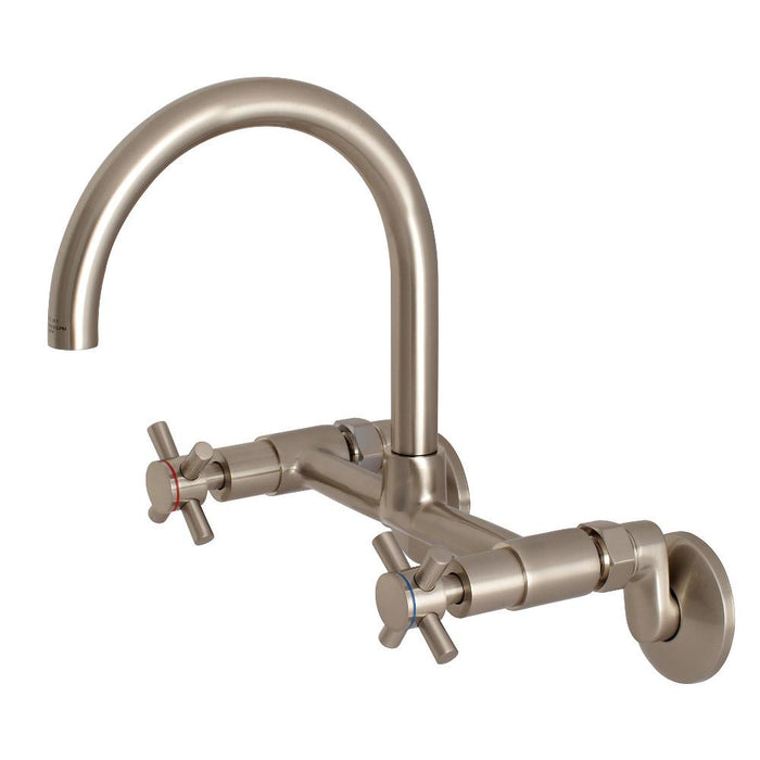 Kingston Brass Concord 8-Inch Adjustable Center Wall Mount Kitchen Faucet Brushed Nickel