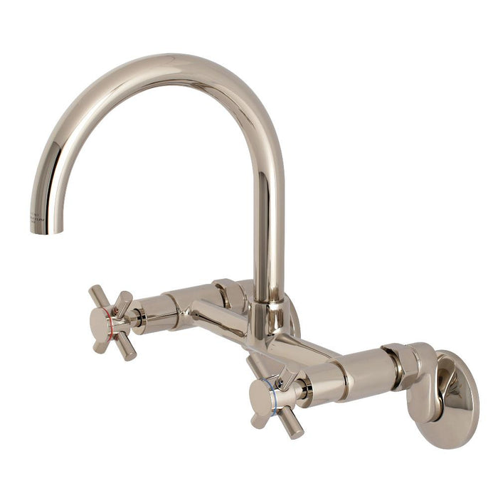 Kingston Brass Concord 8-Inch Adjustable Center Wall Mount Kitchen Faucet Polished Nickel
