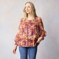 Lauren Conrad Henley Puff Sleeve Peasant Top SMALL