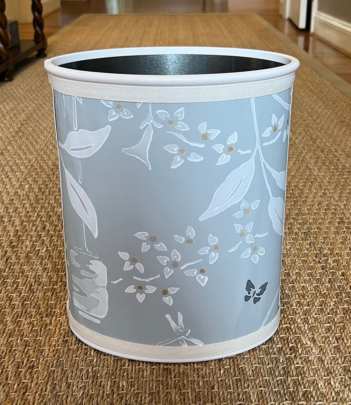 Light Gray/Green Color "Sumi" by Galbraith & Paul Wallpaper Covered Wastebasket