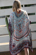 Light Weight Mandala Kimono ~ Mint & Purple Print