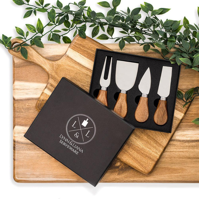 Lynn & Liana Designs 4-Piece Cheese Knife Set with Acacia Wood Handles