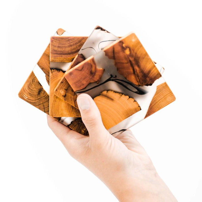 Lynn & Liana Designs Cedar Resin Coaster main image.