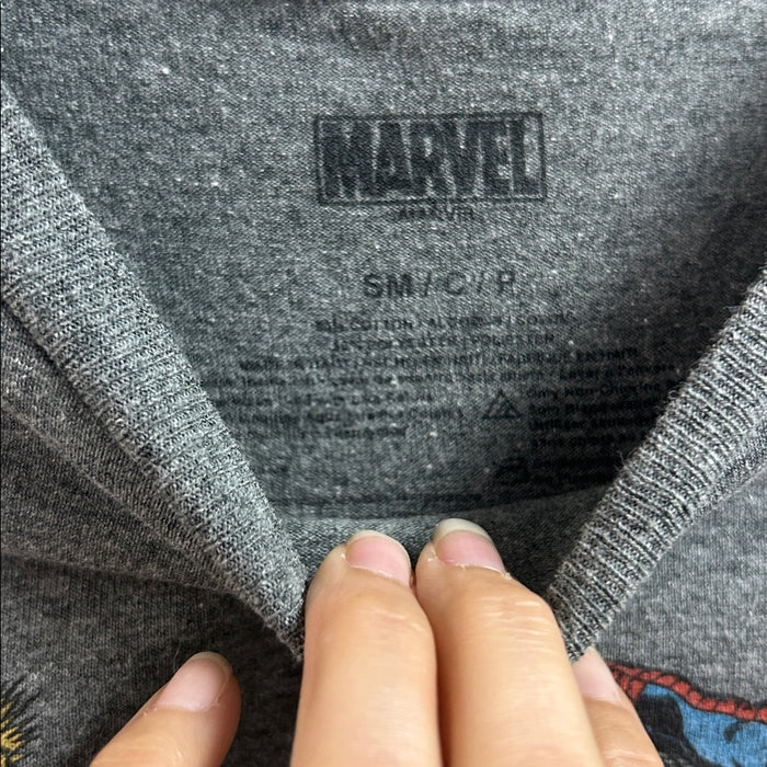 Marvel Shirt Mens S Gray Spiderman Hulk Captain America Short Sleeve Crew Neck