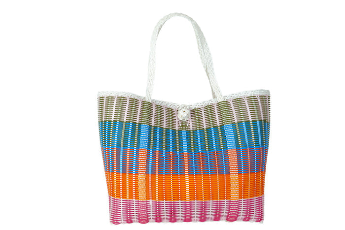 Medium, Lalie in Oranges + Pinks + Light Blue + Olive Green