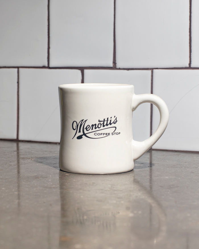 Menotti's ceramic diner coffee mug, detail
